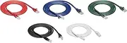 Amazon Basics Snagless RJ45 Cat-6 Ethernet Patch Internet Cable - Pack of 5 - 1.52 Meters, Black/Red/Blue/White/Green
