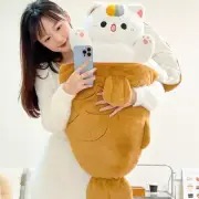 82x45CM Kawaii Taiyaki Cat Plush Toys Furry Animal Plushie Pillow Big Cushion
