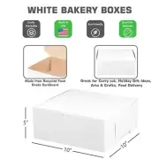 [ 20 Pack ] White Bakery Pastry Boxes - 10 x 10 x 5 In.