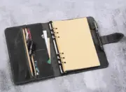 A5 loose leaf Writing note Notebook Retro Diary Notepad cow leather black Q401
