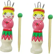 KALLORY 2 Sets Hand-Painted Pattern Wood Knitting Tool for French Knitting Boys and Girls Crafts