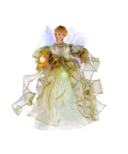 Fiber-Optic Ivory and Gold Angel Color-Changing LED Lighted Treetop UL1983 w