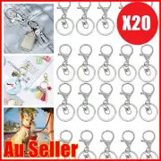 20X Silver Swivel Lobster Clasp Clips Hook Alloy Key Ring Split Keychain DIY