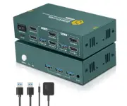 HDMI KVM Switch 2 Monitors 2 Computers 4K@60Hz, USB3.0 KVM Switch Dual Monitor