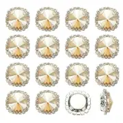 16Pcs Rhinestone Buttons, Flatback Sew on Rhinestones, Champagne