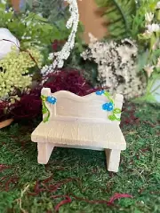 Miniature Dollhouse FAIRY GARDEN Hobbit Gnome Accessories Park Bench w/ Flowers