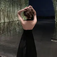 在飛比找蝦皮商城精選優惠-洋裝 2023 新款顯瘦洋裝赫本小黑裙復古港風氣質露肩性感無