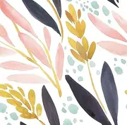 HaokHome 93027 Watercolor Forest Peel and Stick Wallpaper Removable White/Pink/Navy/Yellow Floral Vinyl Self Adhesive Shelf Liner 0.45m X 3m