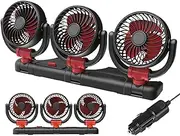 Car Dashboard Rotating Fan, 12V 24V with Three Heads, Two Speed Cooling Application, Must-Have Cooler for Minivan, RV, Truck
