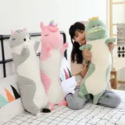 80CM Long Body Pillow for Kids Animal Dinosaur Unicorn Cat Stuffed Animals Kawaii Plush Cat Doll