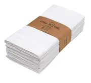 White Cloth Napkins 100% Cotton Dinner Napkins (Set of 12) 18x18 Inches Absor...