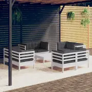 9 Piece Garden Lounge Set with Anthracite Cushions Pinewood vidaXL