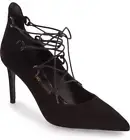 YSL SAINT LAURENT PARIS 80mm Paris Skinny Lace Up Pointy Toe Pump Shoe Black 39