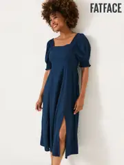 FatFace Indigo Blue Bloom Midi Dress (E79215) | $159