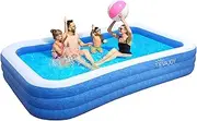 EVAJOY Inflatable Pool, 118'' x 72'' x 20'' Above Ground Pool, Kiddie Pool Large Size Thickened Blow Up Swimming Pools Play Center for Kids Children Family Outdoor Garden Backyard