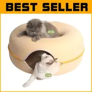 Stylish Pastel Macaron Cat Cave - Comfortable Large Bed & Tunnel for Multi-Pets