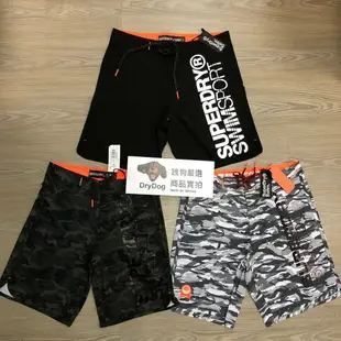 跩狗嚴選 極度乾燥 Superdry Logo Surf 海灘褲 泳褲 黑色 迷彩 衝浪褲 運動褲 沙灘褲 短褲