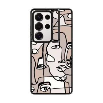 Galaxy S25 Ultra Impact Ring Stand Case FACE MOSAIC SKETCH 3 LIGHT SKIN IPHONE, ABSTRACT MINIMAL PEOPLE MEN ILLUSTRATION By Ebi Emporium