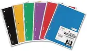 Mead Spiral Notebooks, 6 Pack, 1 Subject, College Ruled Paper, 7-1/2" x 10-1/2", 70 Sheets per Notebook, Assorted Colors (73065)