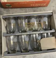 Glass set Vintage 1960s Libbey Safedge Rose And Gold Hostess Set of 8