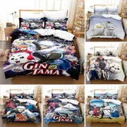 a1786 Bed Sheets ed Gintama Bedding SetGintoki Sakata Duvet Cover Double Adult Kids Bedclothes Quilt Cover S3-Piece Bedding Set (1 Duvet Cover + 2 P