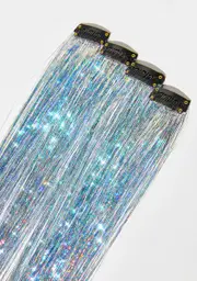 [Lunautics] Power Silver Holo Hair Tinsel Clip In Extensions