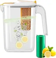 Fruit Infuser Water Pitcher – 2600ml Large Beverage Dispenser with Core Insert for Flavor | Heat-Resistant Pitcher for Cold Brew Tea, Fruit-Infused Drinks, Detox Water, Lemonade, Juice and More