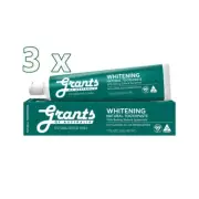 3 x Grants Whitening Natural Toothpaste with Baking Soda & Spearmint 110g
