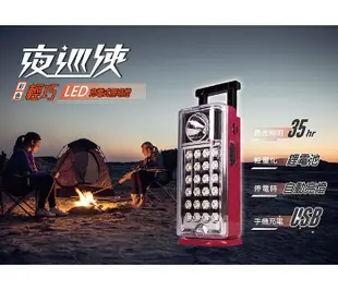 【太星電工】 夜巡俠彩色輕巧LED充電式照明燈(紅) (3.9折)