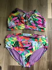 Terra and Sky Women's Plus Printed Bikini Top and Bottom size 4X（28W-30W）