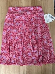 LuLaRoe Kids Azure Skirt Girls Sz 10 Pink Geometric Floral Pull On A-Line NWT!