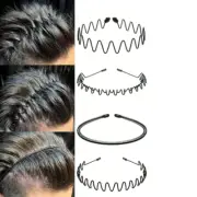 4pcs Unisex Black Metal Wavy Sports Headband Invisible Elegant Design Hair Band