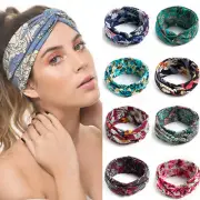 Women Bohemian Style Headbands Vintage Hair Accessories Floral Stretch Hair Band