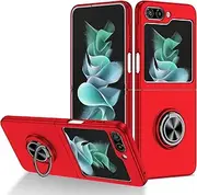 [YOUULAR] Folding Mobile Phone Case Compatible with Samsung Galaxy Z Flip 5 5G, [Support Car Holder] Skin Feel Oily Spray Paint Shockproof Protective Phone Cover for Samsung Z Flip5 Cases Red