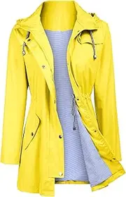 [Zcfire] Women's Raincoats Windbreaker Rain Jacket Waterproof Lightweight Outdoor Hooded Trench Coats S-XXL