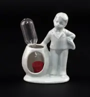 9942893 Porcelain Egg Timer Hourglass Waiter White Wagner & Apel ca.3min H7cm
