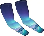 [LHDGBNV] Sun Protection Arm Sleeves For Men Women Uv Upf 50+ Gardening Sleeves Northern Lights Sports Cooling Sleeve, Black