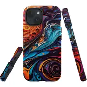 For iPhone 15 Plus Tough Protective Cover, Swirling Paint