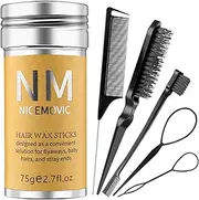 Hair Wax Stick Set for Flyaways Stocking Stuffers for Women Kids Christmas/Birthday Gifts Hair Accessories for Women Girls Teen Girls Trendy Stuff, Hairs Slick Stick Styling Tools Baby Hairs Gel Black