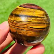 222g Natural Gold Tiger's-eye Sphere Crystal Ball Specimen Healing
