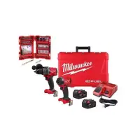 Milwaukee Hammer Drill + Impact Driver Kit 18V Brushless w/ Bit Set (50-Piece)