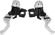 M10 7/8inch 22cm Motorcycle Handlebar Lever Cylinder Levers Hydraulic Brake Pump Clutch Handle Reservoir Set Brake Brake Clutch Lever(Silver)