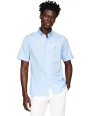 [Tommy Hilfiger] Flex Short Sleeve Poplin Shirt in Blue