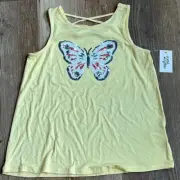 NWT Girls sequin butterfly criscross back tank top Rumi + Ryder Size L 12-14