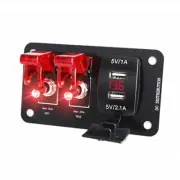Red LED 2 Gang ON-OFF Toggle Switch Panel 2 USB 12V Car Boat Marine RV Truck (for: Fiat)