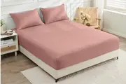 LINENOVA Cooling Bamboo Blend Fitted Sheet Set - Dusty pink