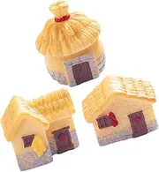 CORHAD DIY Decor Kit 3pcs Miniature Thatched Houses Old Style Cottage Ornaments for Garden Fairy Home Bonsai