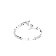 TJS 925 Sterling Silver Toe Ring Converge Band Clear CZ Adjustable Jewellery