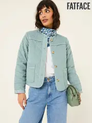 FatFace Maeve Light Blue Cord Quilted Jacket (E87950) | $159
