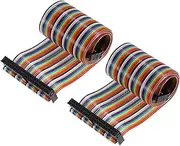 uxcell 2Pcs Flat Ribbon Cable 2.54mm Pitch 40 Pin Type-C Rainbow IDC Flat Ribbon Wire Connector 50cm Length Wires